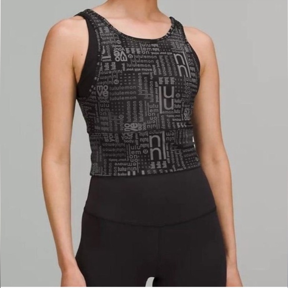 🆕 NWT Lululemon Power Pivot Everlux Tank Top *Motif Black & Grey - Size 4 - Picture 5 of 11